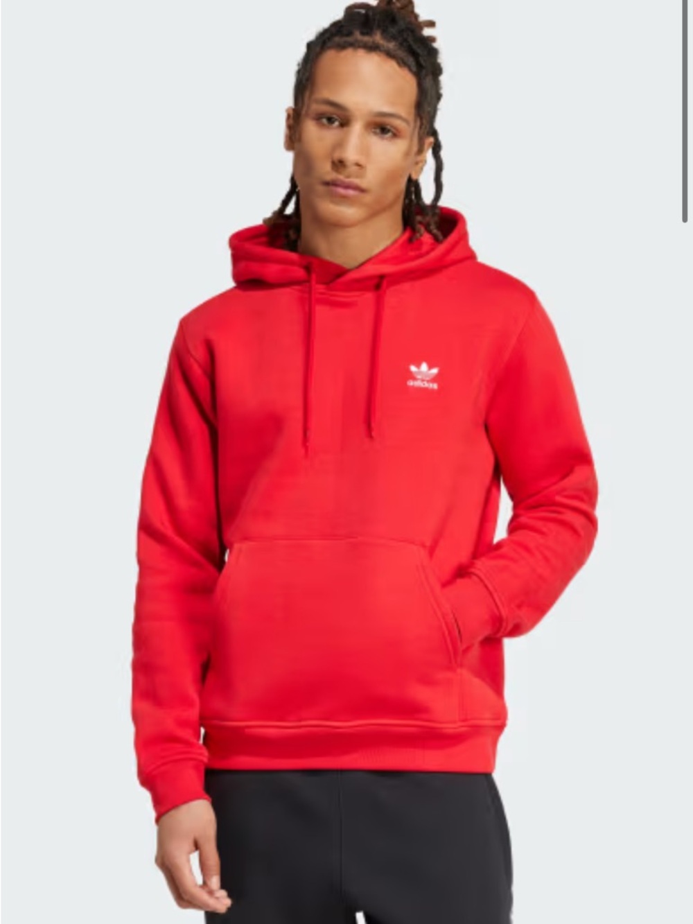 adidas Red Trefoil Pullover Hoodie with Kangaroo Pocket